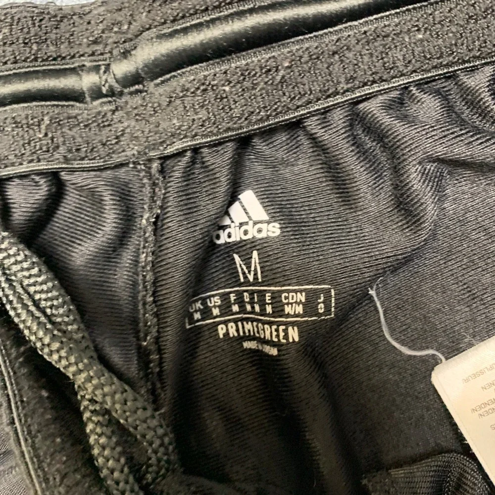 Adidas Primegreen Track Pants Mens Medium Black 3 Stripes Ankle Zip Drawstring